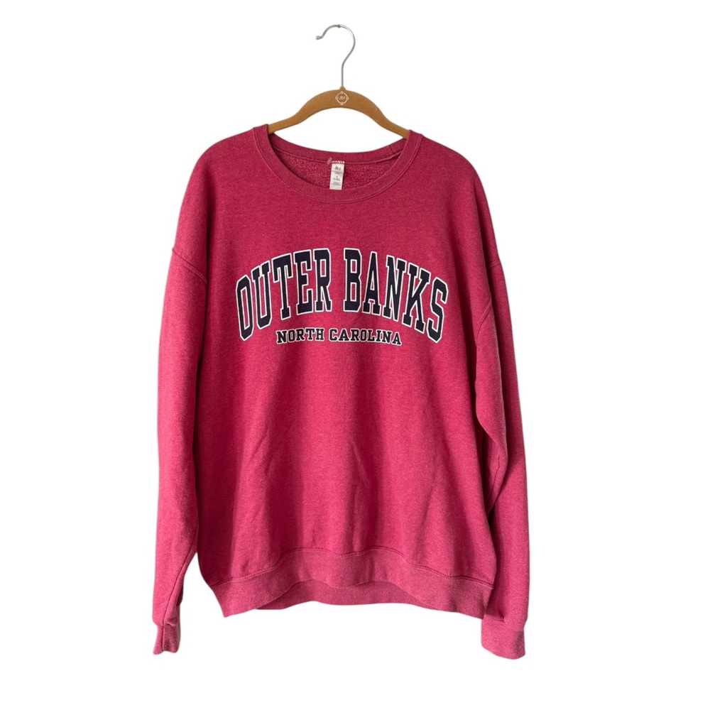 Outer Banks North Carolina Pink Graphic Sweatshirt Size Large Women’s Oversized